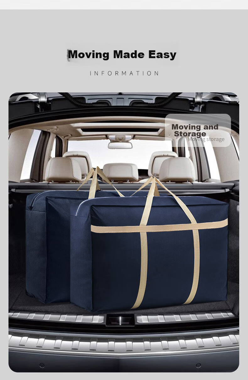 Baicaoyuan Moving Packing Bags, Luggage Bags, Woven Bags for Quilts, Express Delivery Clothing Storage Bags, 150L Blue, 2 Pieces 18