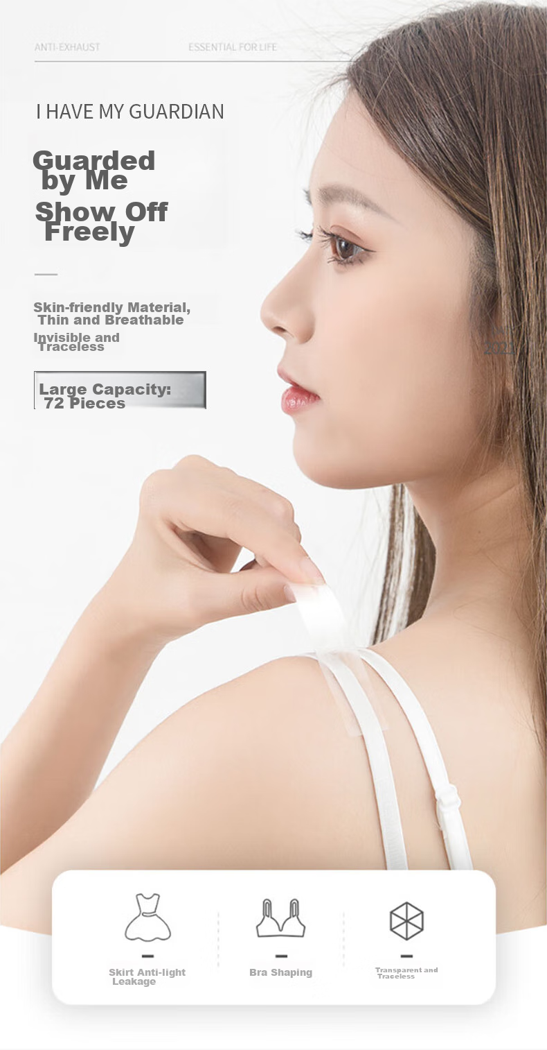 FitonTon Anti-Exposure Stickers Invisible Shirt Chest Double-Sided Tape Blouse Dress Collar Anti-Exposure Device Non-Slip Adhesive Patches 72 Pieces 1