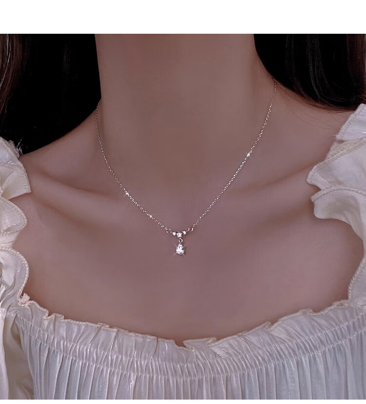 Dijing 999 Pure Silver Necklace for Women Birthday Gift Girlfriend Pendant Clavicle Chain Elegant Minimalist Jewelry 4