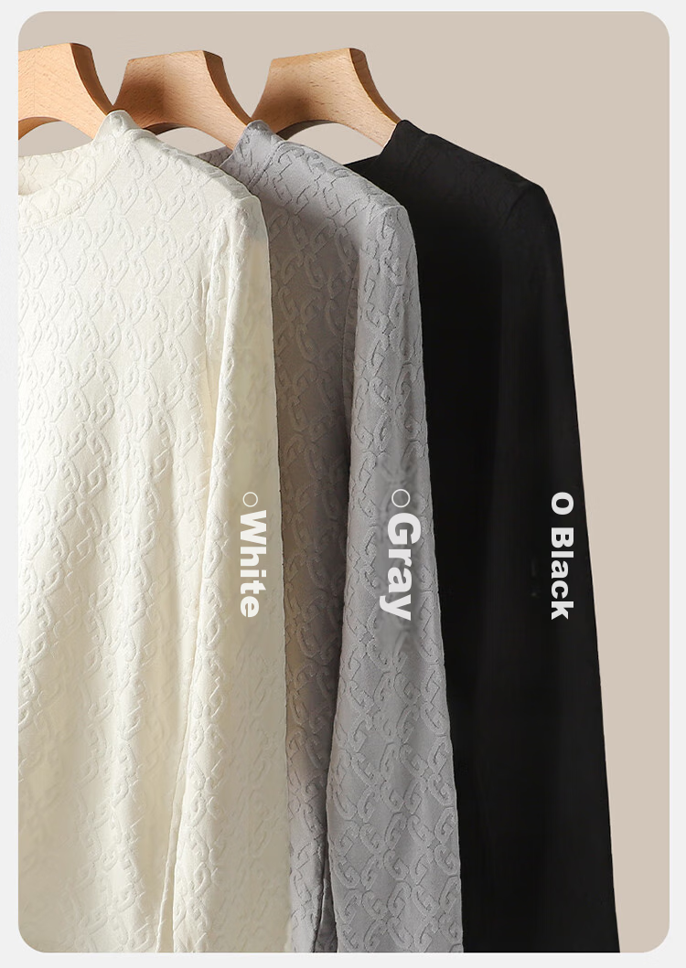 LangSha Base Layer T-Shirt for Spring And Summer, Thin Fit, Waist-Cinching, Women's Warm Black And White Slimming Round Neck Undershirt, Long-Sleeve Top 7