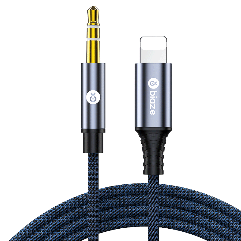 BIAZE Car AUX Audio Cable, Adapter Cable Suitable for IPhone 14/13/12/X Phones, Lightning to 3.5mm Adapter, 1.2 Meters