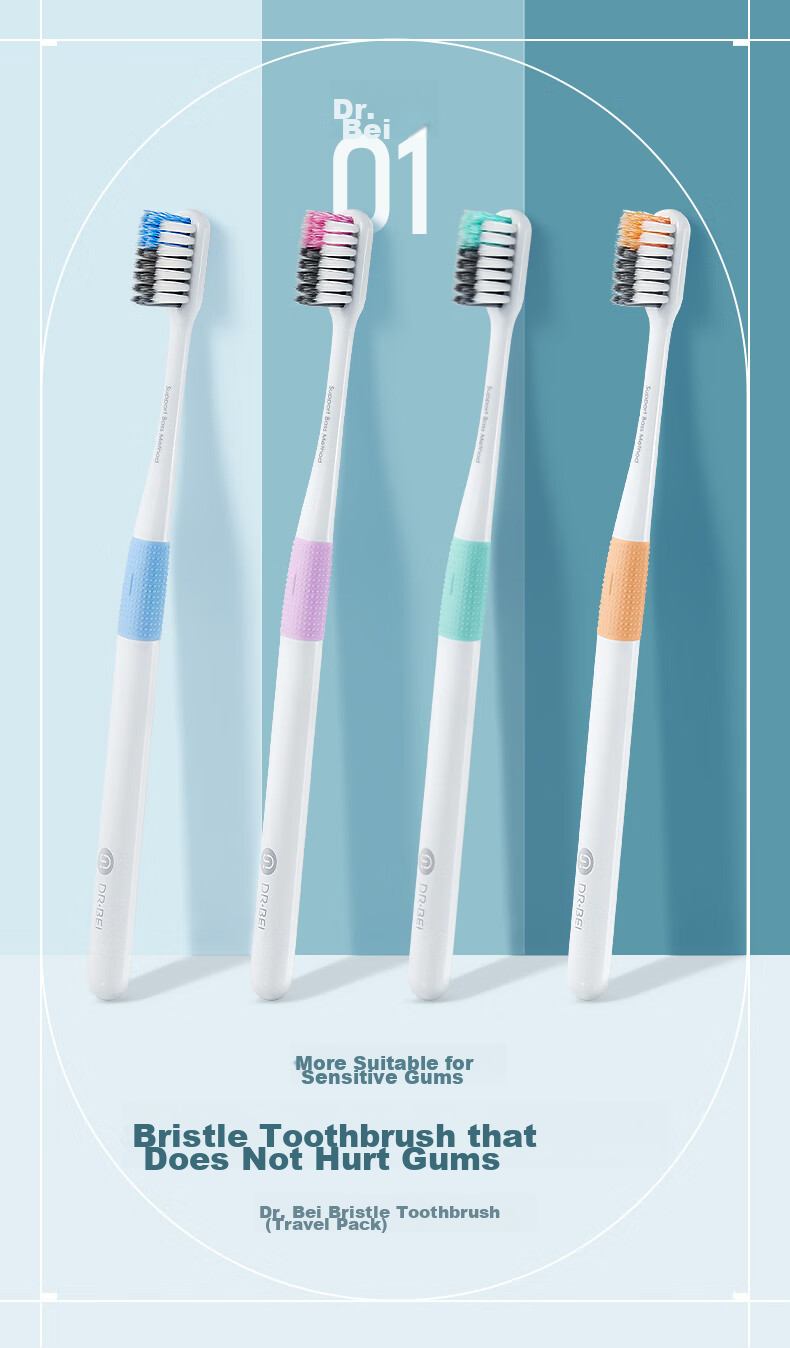 Beiyisheng DR.BEI Toothbrush, Soft Bristles, Ultra-Fine Soft Bristles for Gum Protection, Travel Pack, Small Brush Head, Single Pack, Random Color 2