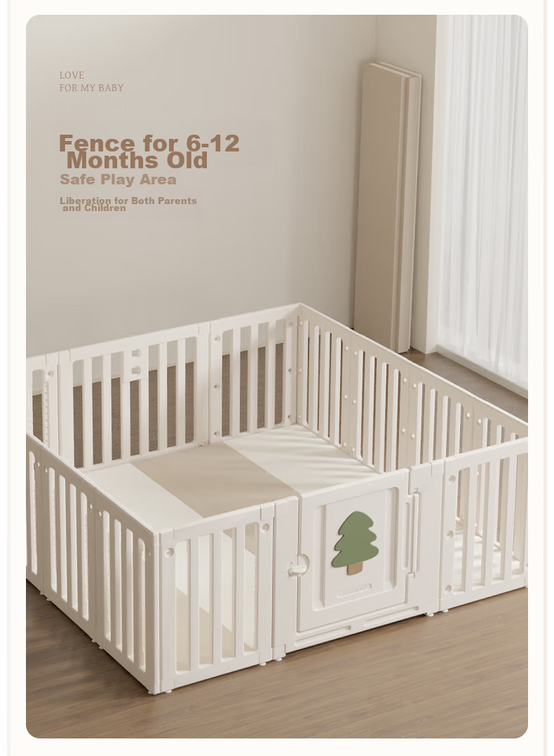 YEEHOO Baby Playpen, Indoor Floor Protection Barrier, Play Area Crawling Mat Set, Safety Fence 4