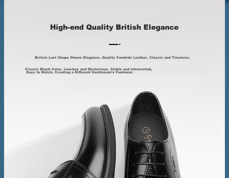 Goldlion Men's Shoes, Business Formal Shoes, Comfortable Breathable Wear-Resistant Simple Fashion Leather Shoes, 53371088201A-Black Size 39 4