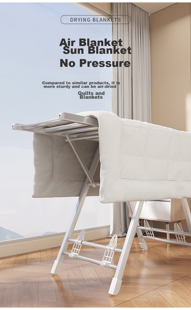 HKG Aluminum Alloy Wing-Shaped Folding Clothes Drying Rack for Balcony, Indoor And Outdoor Use, Suitable for Hanging Clothes And Quilts, 1.6m 7