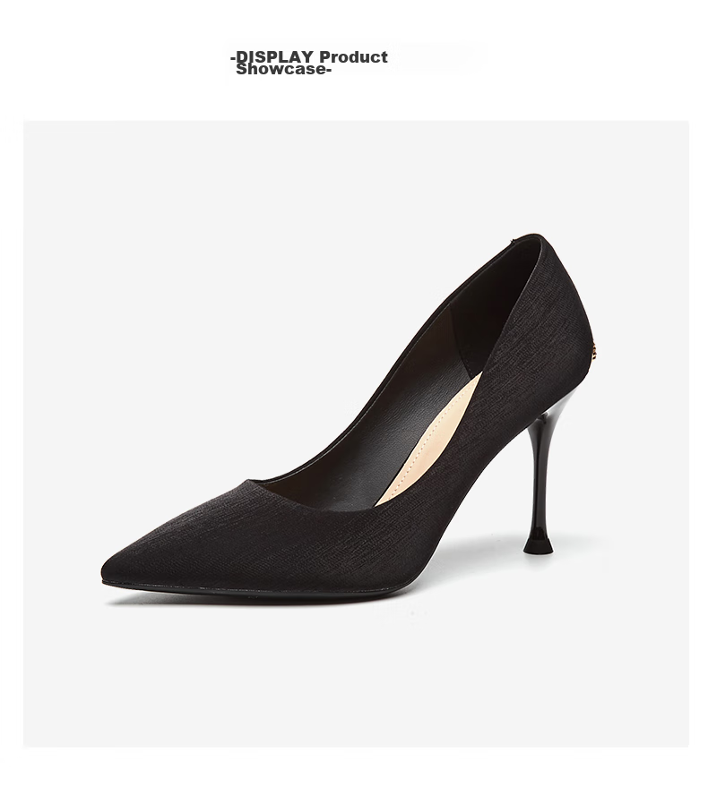 DAPHNE Women's High Heels, Black Pointed Toe Stilettos, Elegant Pumps, Professional Work Shoes, Height-Increasing Shallow Mouth Women's Shoes 4622101063 Black 36 22