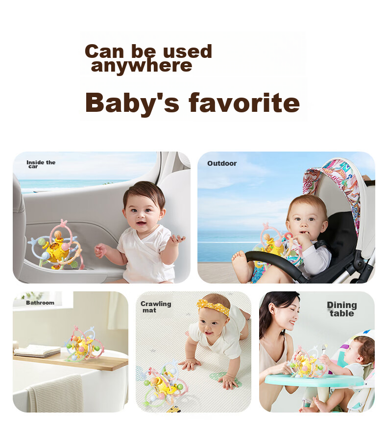 Beisinai Manhattan Rattle Ball, Suitable for Infants 0-6 Months, Chewable Food Grade Toy, Oral Stage Baby Rattle 13
