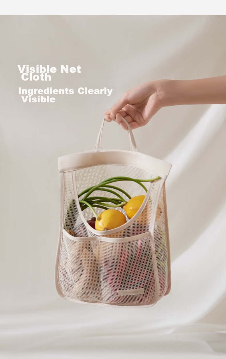 EACHY Onion, Ginger And Garlic Storage Bag Hanging Mesh Pocket Wall-Mounted Kitchen Vegetable Breathable Multifunctional Storage Bag Small Size 6