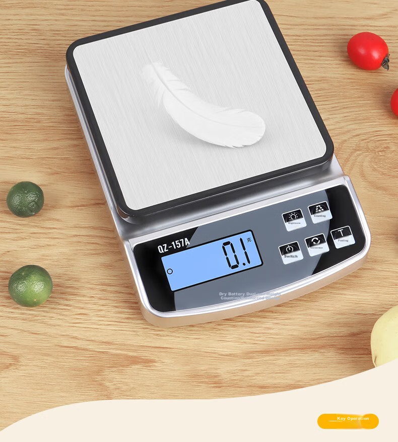 BJ Electronic Kitchen Scale, Stainless Steel Weighing Surface, Baking Scale, Gram Scale, Waterproof Food Scale, 15kg/1g Capacity Scale 4