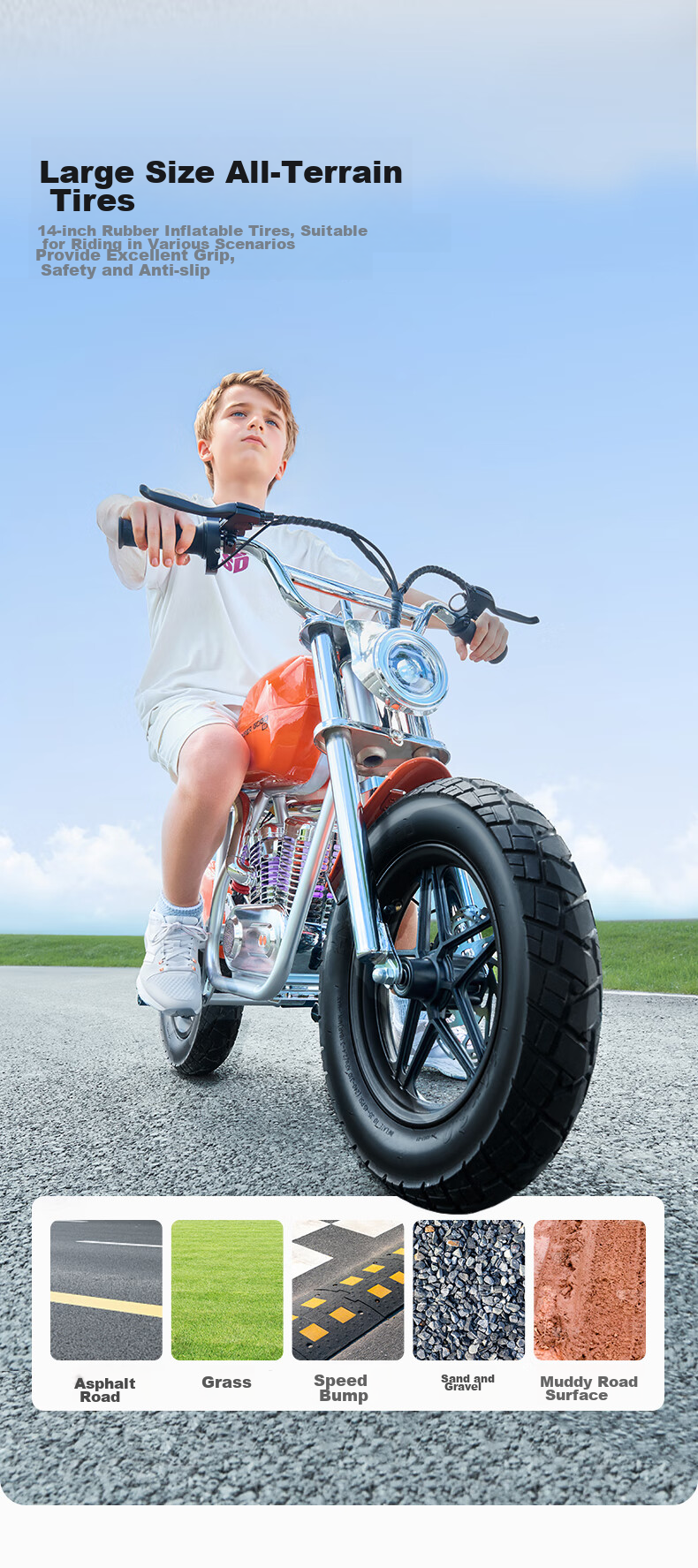 Baofengqishi Youth Electric Motorcycle Two-Wheel Electric Toy Car for Ages 6-16, Rideable Adult Birthday Gift S9 Exploration Orange 8