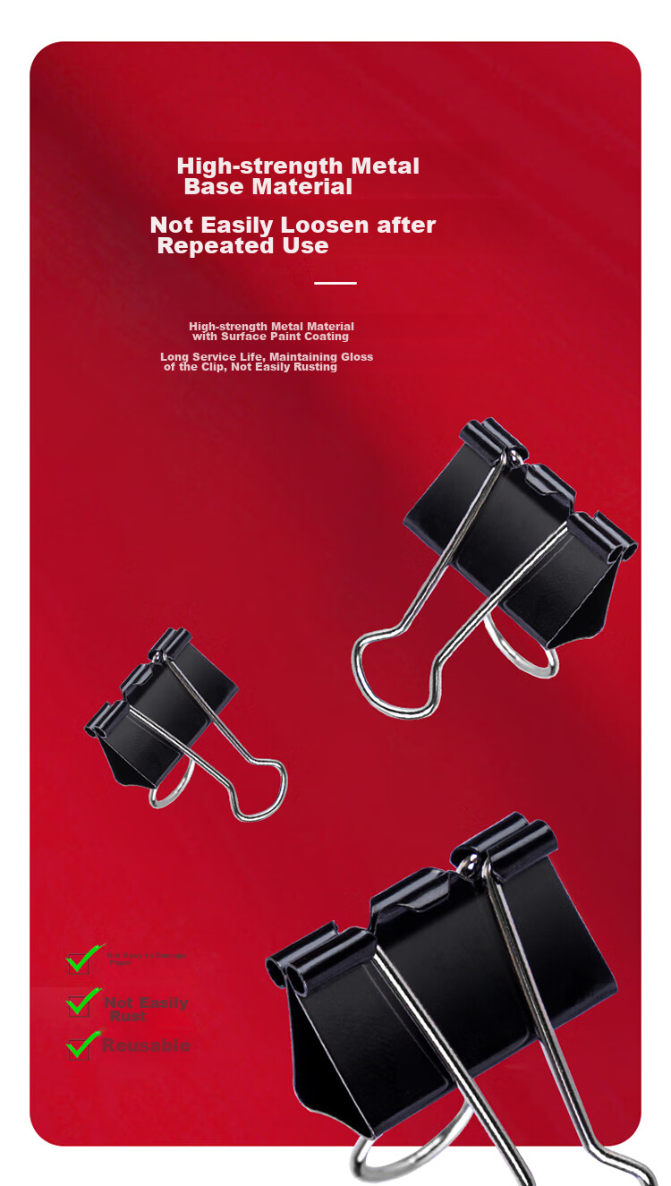 Deli 41mm Large Metal Black Binder Clips/document Clips/bill Clips/document File Clips, Size 2#, 12 Pieces/box 4