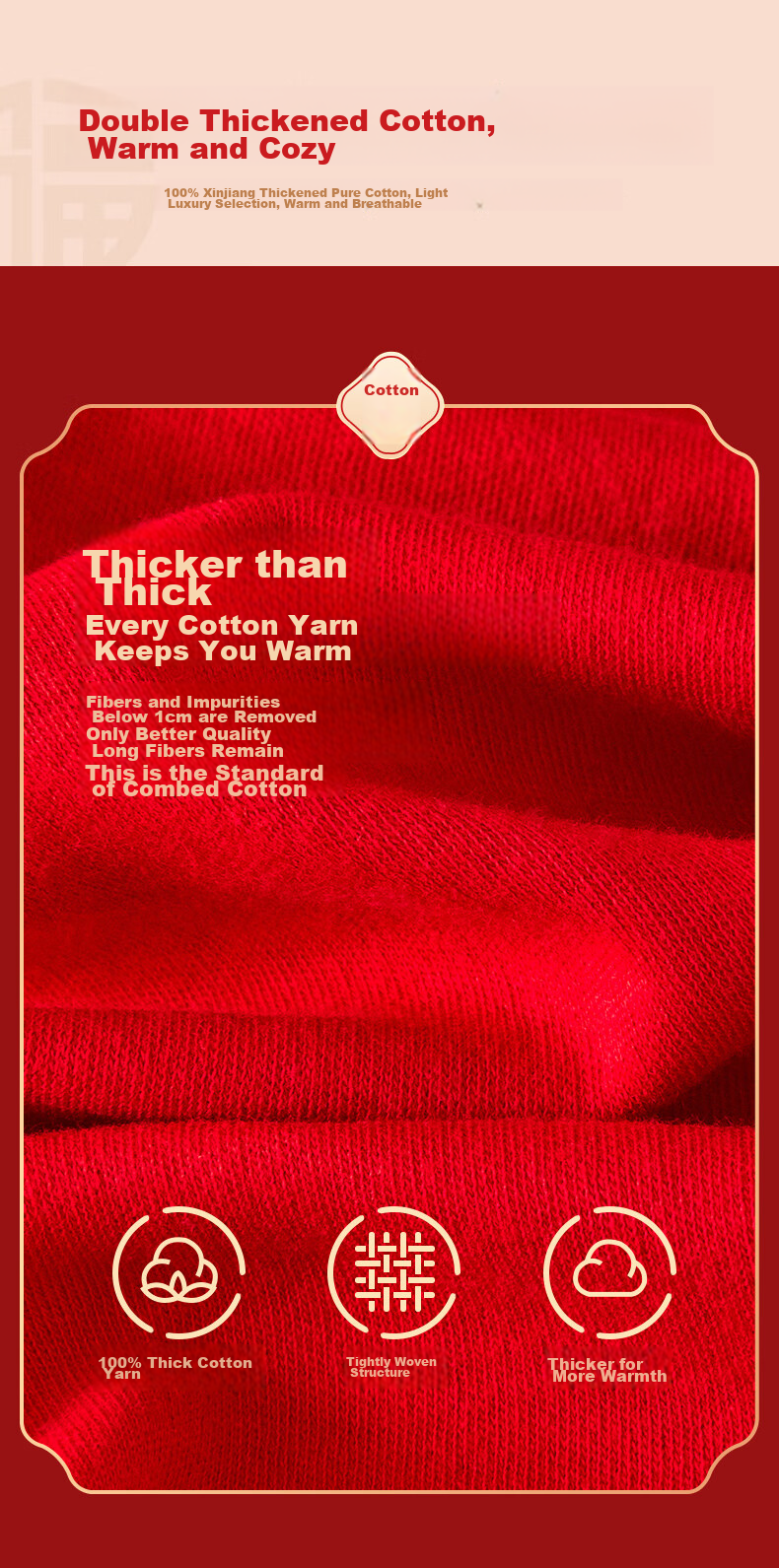 Hengyuanxiang [Winter Best-Sellers] Zodiac Year Autumn Underwear Set for Men And Women, Pure Cotton Wedding Gift Box, Bright Red Lucky Warm Underwear 7