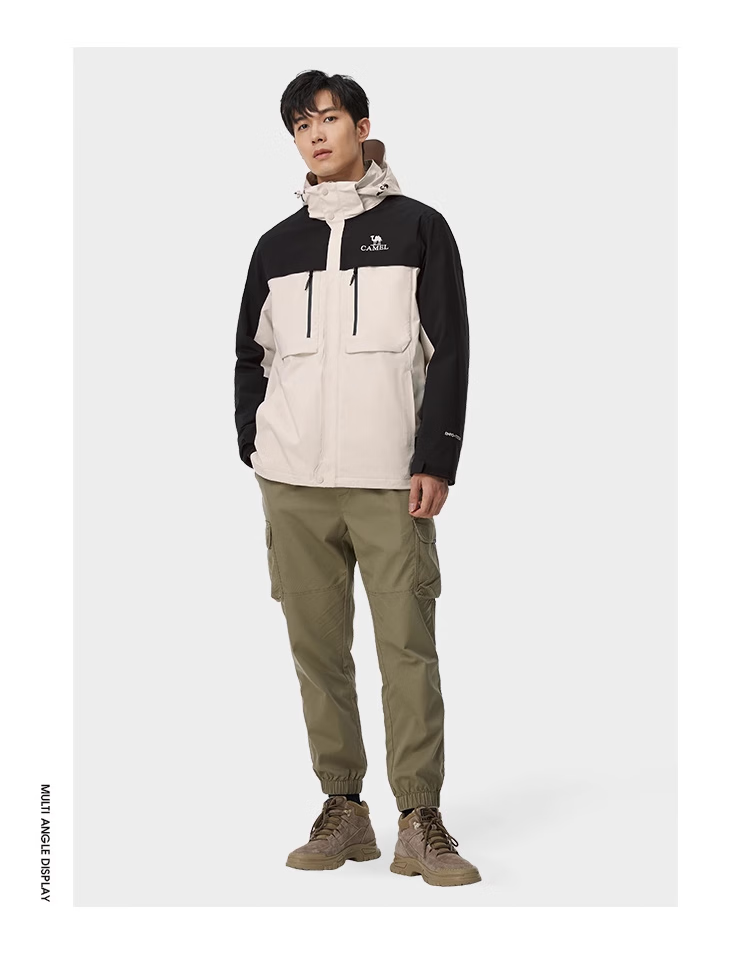 CAMEL Panda Three-Proof Windbreaker, Unisex Professional Oil-Resistant Waterproof Three-In Mountaineering Jacket A13CA6aB018 30