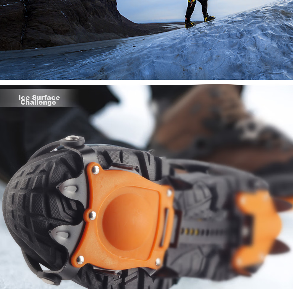 MOTIE Ice Claw Non-Slip Shoe Covers, Professional Mountaineering Outdoor Climbing Equipment, Snow Cleats, Ice Grips with 10 Teeth (1 Pair One Size Fits All) 4