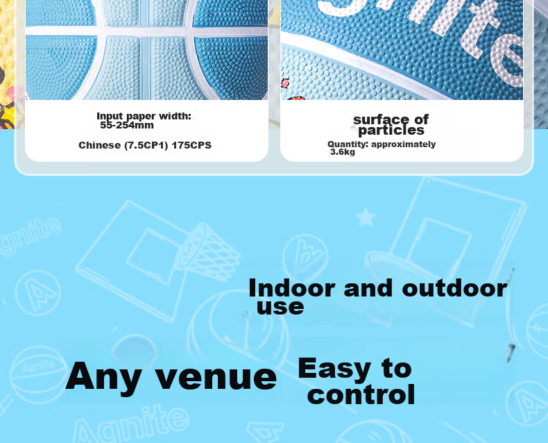 Deli Panda No. 5 Children's Basketball, Durable Rubber, High Elasticity, Wear-Resistant, Non-Porous, Non-Slip Basketball, Gree 14