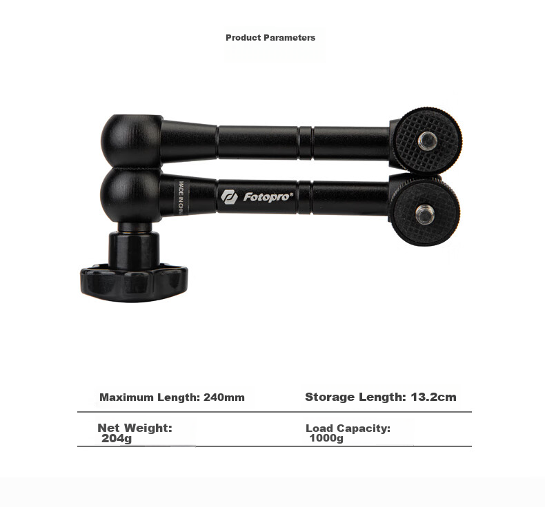 Fotopro, 11-Inch Universal Magic Arm Tripod Head, Camera And Smartphone Adapter Swivel Arm Stand 17