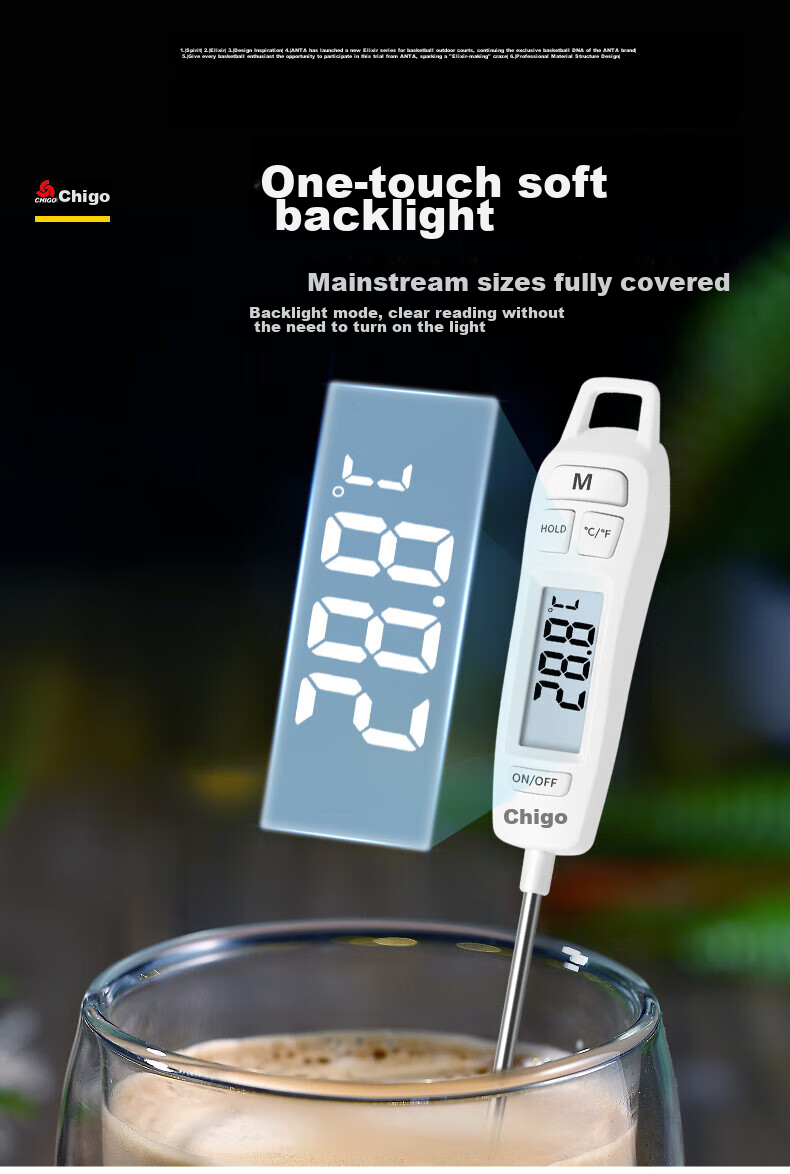 CHIGO Probe Kitchen Food Thermometer, Oil Temperature Meter, Baby Milk Thermometer, Water Thermometer, ZG-8010 Backlit Model 9
