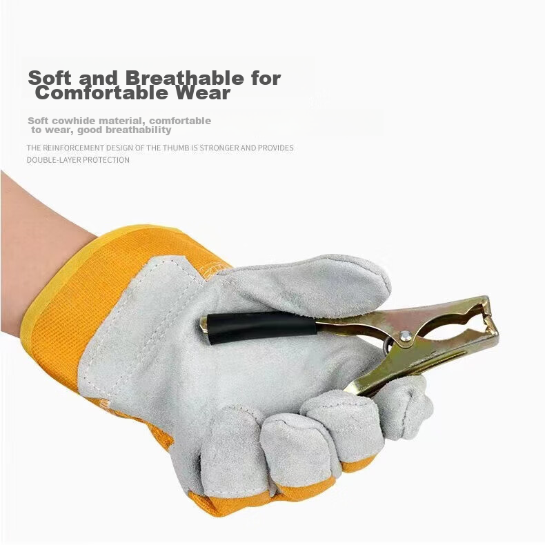Andatong Welding Gloves, Heat-Resistant Welding Gloves, Wear-Resistant Thickened Cowhide Gloves, Protective Work Gloves 6