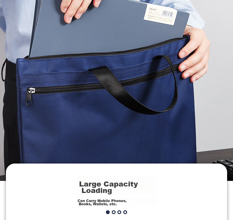 Deli Briefcase, Thickened And Expanded Capacity, Business Briefcase for Men And Women, Professional Briefcase, Laptop Bag, Document Storage Bag, Conference Handbag, Zipper Bag, Gray 63751A 4