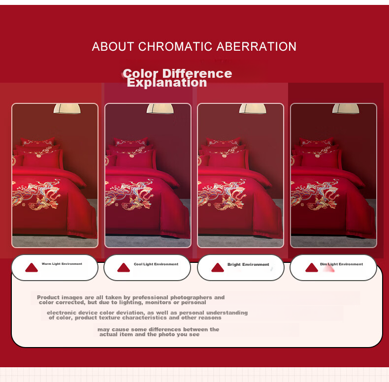 BEYOND Home Textiles Wedding Four-Piece Set, Pure Cotton, Red Traditional Embroidery, Dragon And Phoenix Wedding Bedding Set, Long-Teng Fengyue, 1.5 Meters 12