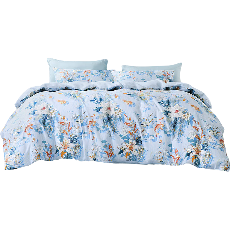 FUANNA Cotton Bedding Set with Bed Sheet And Duvet Cover, 100% Pure Cotton Set for Single Or Double Bed, 1.5m Bed, Home And Hotel Use