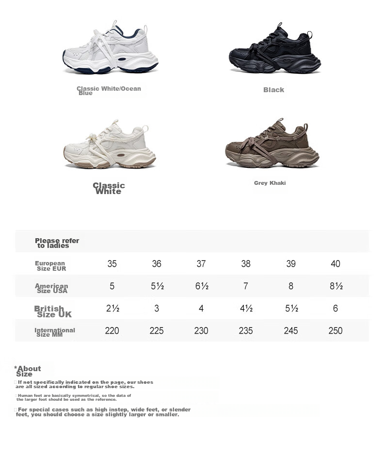 Kappa Women's Sneakers, Breathable Dad Shoes, New Autumn Casual Soft-Soled Heightening White Shoes for Women, Haichang Blue, Size 35 11