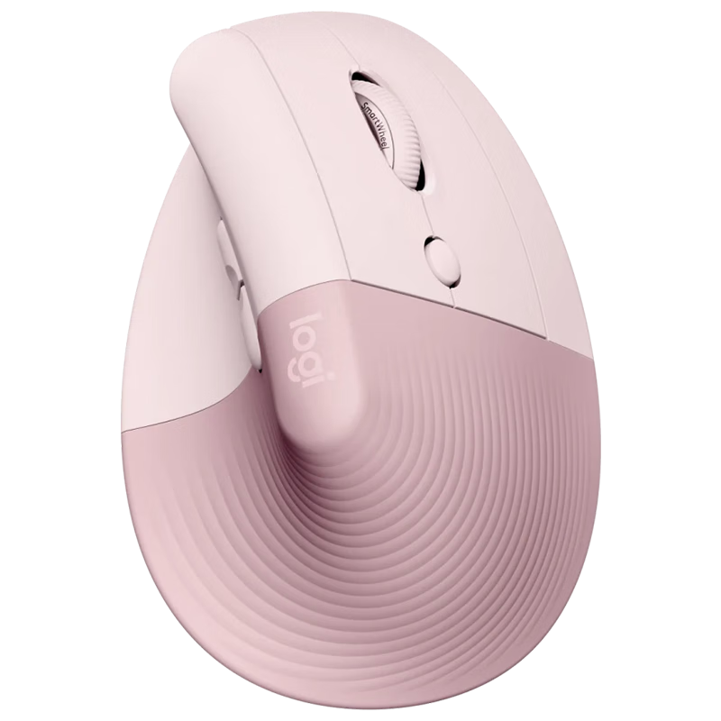 Logitech Lift, Enterprise-Grade Vertical Ergonomic Wireless Bluetooth Quiet Mouse, Vertical Design for Small to Medium Hands, with Bolt Receiver, Cherry Blossom Pink [Order Bonus]