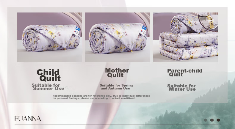 FUANNA 100% Silk Comforter, Single Student Dormitory All-Season Duvet Two-In Mother-Child Quilt, 5.6 Jin (2.8 Kg), 152*210cm 4