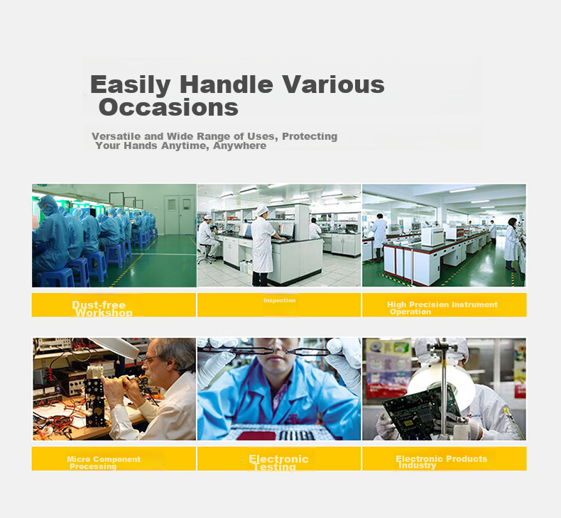 Golmud Anti-Static Gloves, Dust-Free Plastic Striped Non-Slip, Electronic Factory Assembly Gloves, 10 Pairs GM602 2