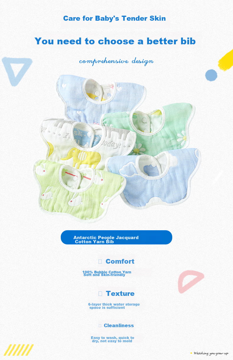 Nanjiren Baby Drool Bib, Gauze Towel, Pure Cotton, 6-Layer Washable Small Square Towel, Bath Face Towel, Single Pack 3