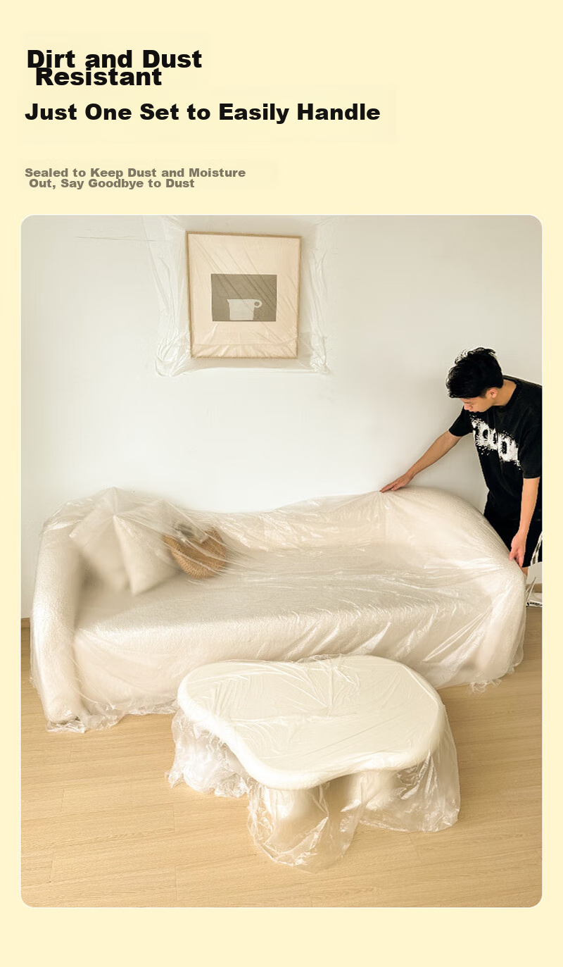 QDZX Moving Cardboard Box Dust Cover, Furniture Renovation Shielding Film, Anti-Dust Sofa Bed Head Cover PE Film, 4m*20 Meters, 1 Roll 4