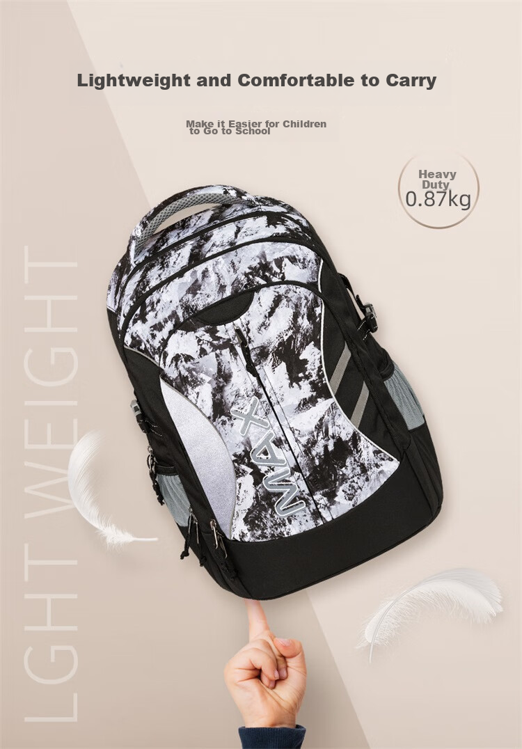 TigerFamily Middle School And High School Student Backpack for Grades 5-9, Spine-Protecting And Load-Reducing Double Shoulder Bag for Boys And Girls 15