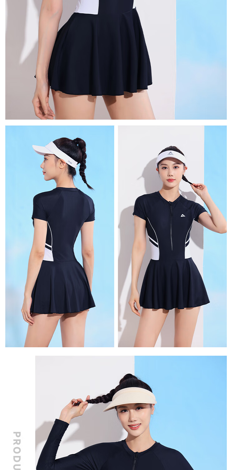 PEAK Women's One-Piece Swimsuit Dress, Tummy Control, Slimming, Comfortable, Quick-Drying, Casual, Conservative, Hot Spring Beach Dress Swimwear, Black XXXL 9