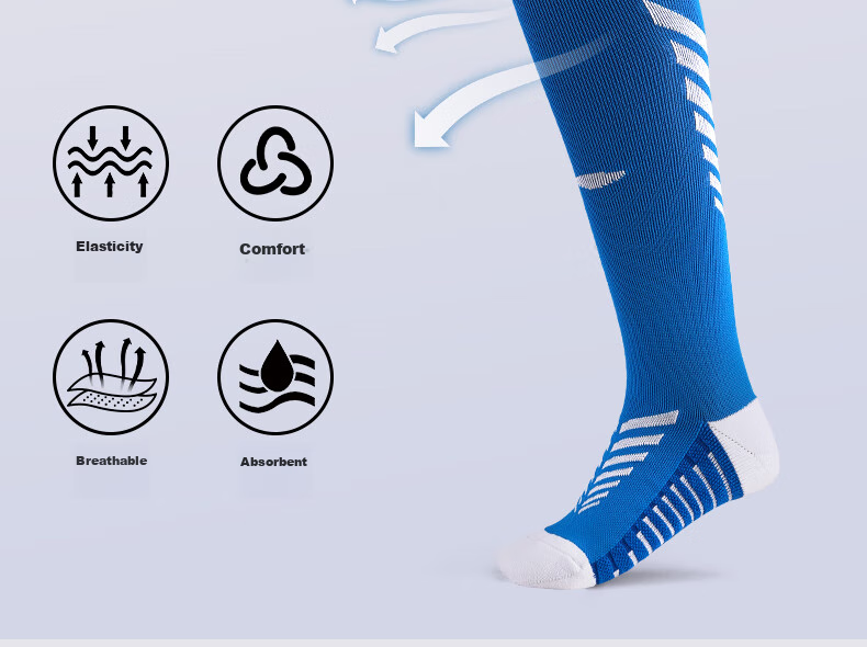 Li-Ning Soccer Socks for Adults, Children And Students, Non-Slip Long Over-Knee Socks with Terry Bottom, Sports Training Socks for Men And Women, Blue, M Size 9