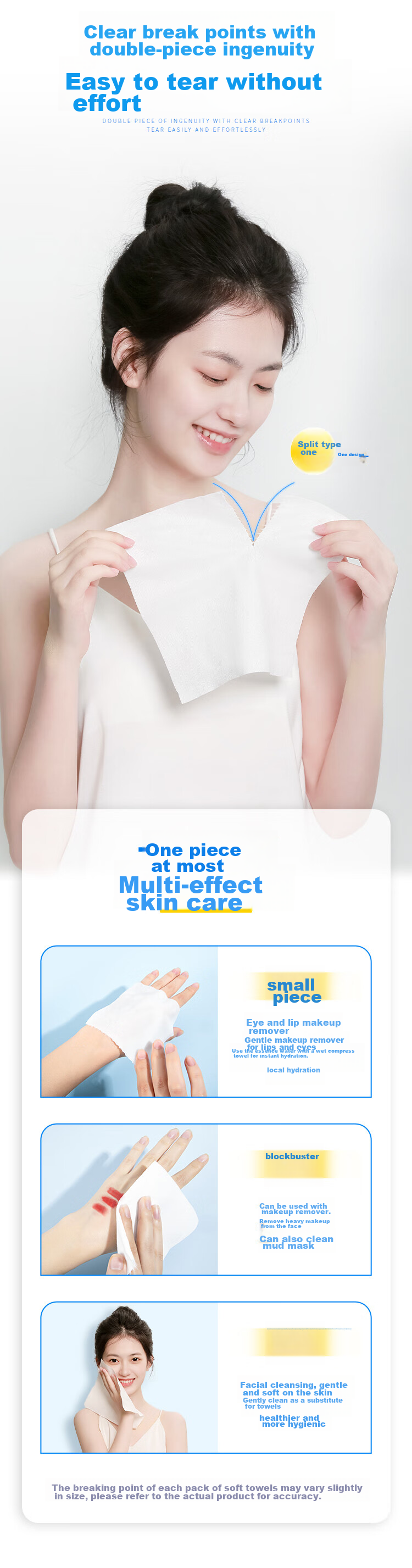 ITO Disposable Facial Cleansing Wipes, Pull-Out Style, 80 Sheets * 3 Packs, Makeup Remover, Wet And Dry Use, Soft Cotton Wipes, Gift for Wome 5