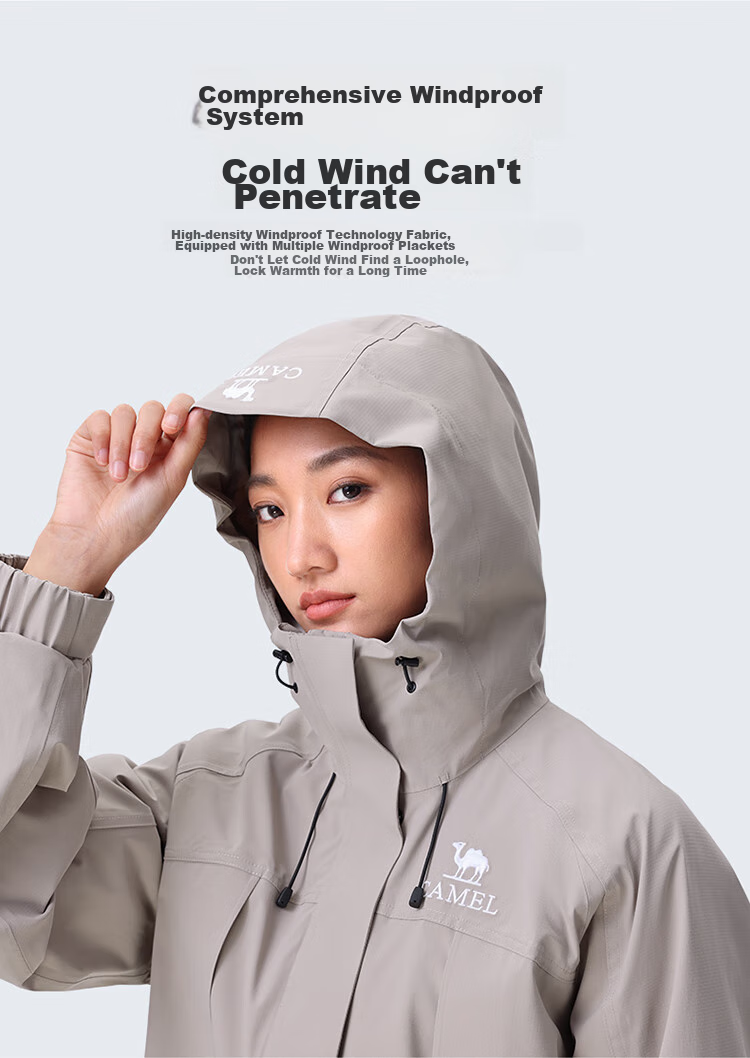 CAMEL Outdoor Jacket for Women, Three-In Waterproof, Windproof, And Warm Inner Liner, Sheepskin Coat, A24CATG706 8