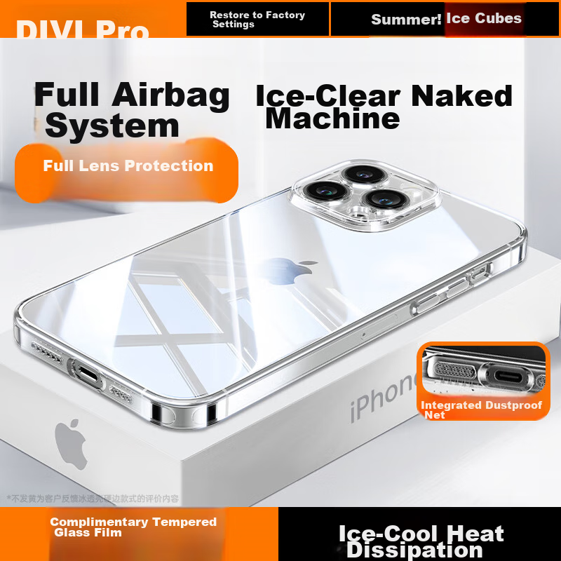 Противоударный чехол DIVI для Apple iPhone 15 Pro Max, прозрачный силиконовый, ультратонкий, защита от падений, простой стиль, с полной защитой