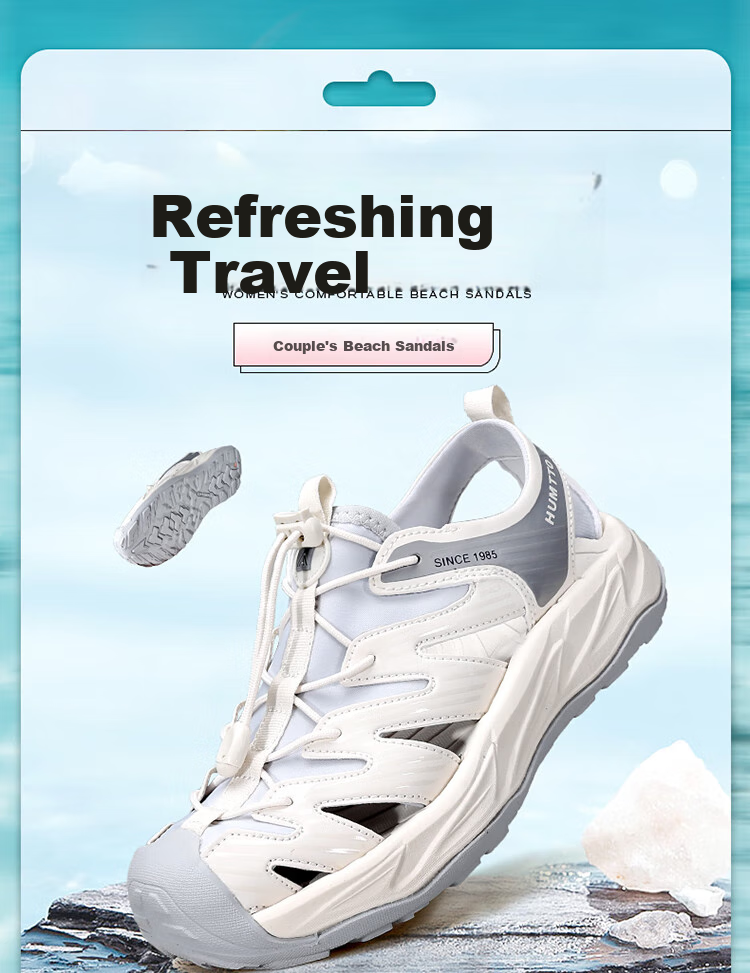 HUMTTO Outdoor Sports Sandals for Women, Closed-Toe Beach Shoes, Quick-Drying Water-Friendly River Tracing Shoes, White, Size 40 1