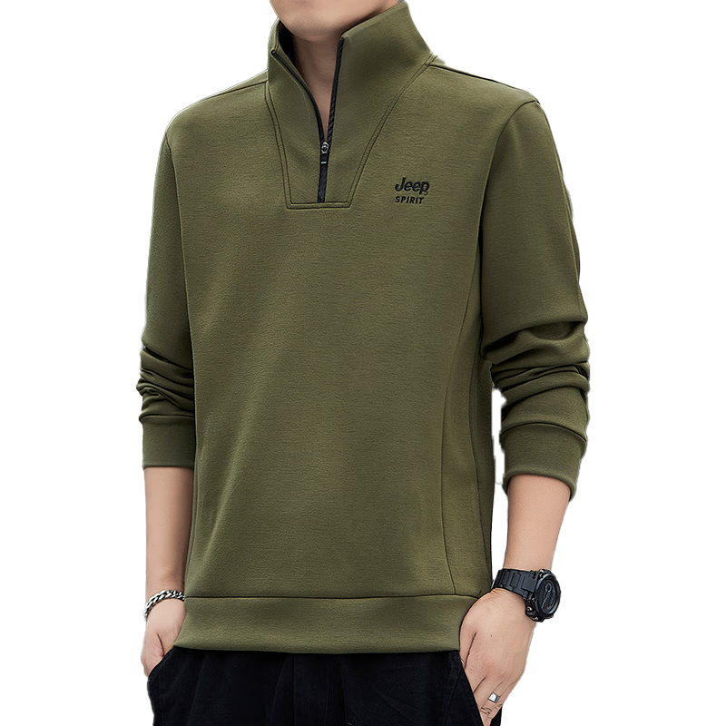 JEEP SPIRIT Men's Sweatshirt, Long-Sleeved T-Shirt for Autumn And Winter, Loose-Fitting Casual Trendy Top for Men's Clothing