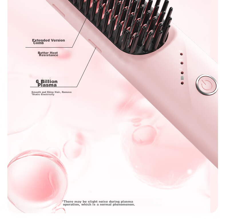 TSUYAGLA Sixth Generation Detachable Wireless Straight Hair Brush with 6 Billion Plasma Hair Protection, Non-Damaging Negative Ion Moisturizing, Efficient And Long-Lasting Styling, Girlfriend Birthday Gift T606 Pink 11