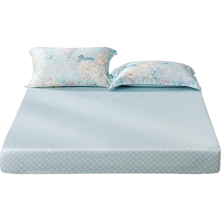FUANNA 60s Lyocell Tencel Cooling Single Fitted Sheet Cover, Summer Bare Feel Mattress Protector, 150*200cm, Blue