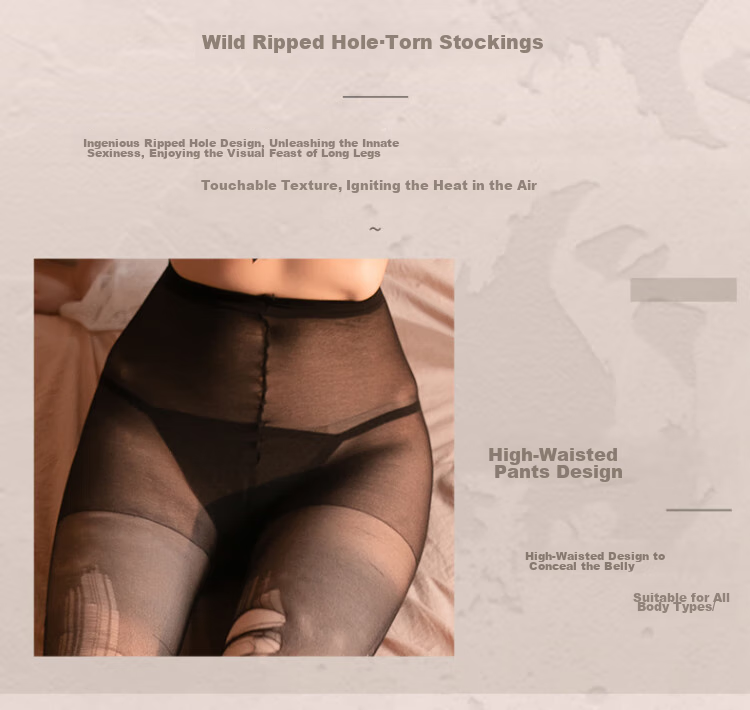 XUEXIMAN, 4-Pack Ultra-Thin Tear-Away Stockings, Black, Easy to Tear, Sexy Pantyhose, Erotic, Sensual, Transparent Black Silk 6