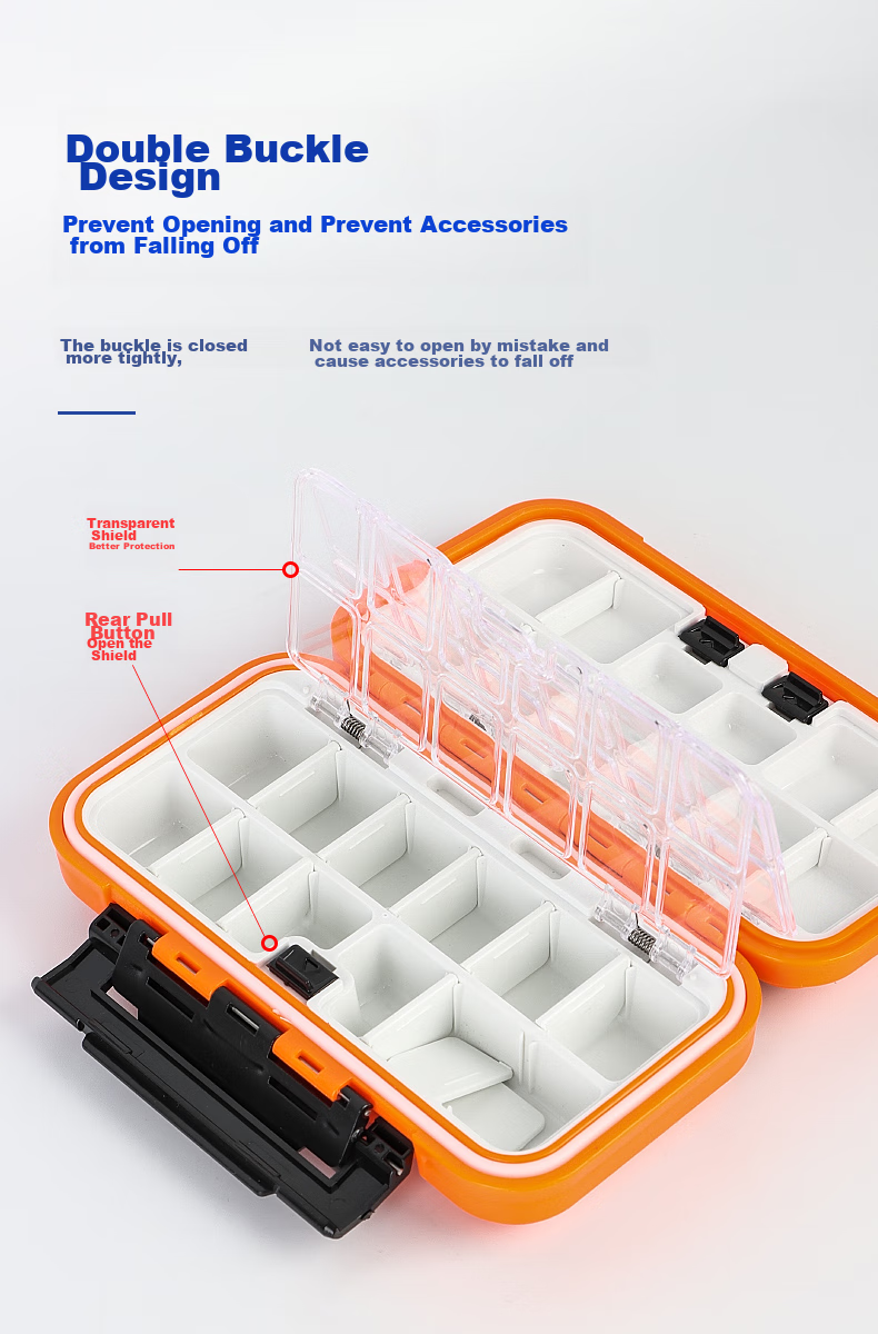 Xionghuo Portable Fishing Tackle Box, 20cm Multi-Functional Lure Box for Artificial Bait, Lead Skin, Fish Hooks, Space Beans, Figure-Eight Rings, Storage Box, Tool Box 4