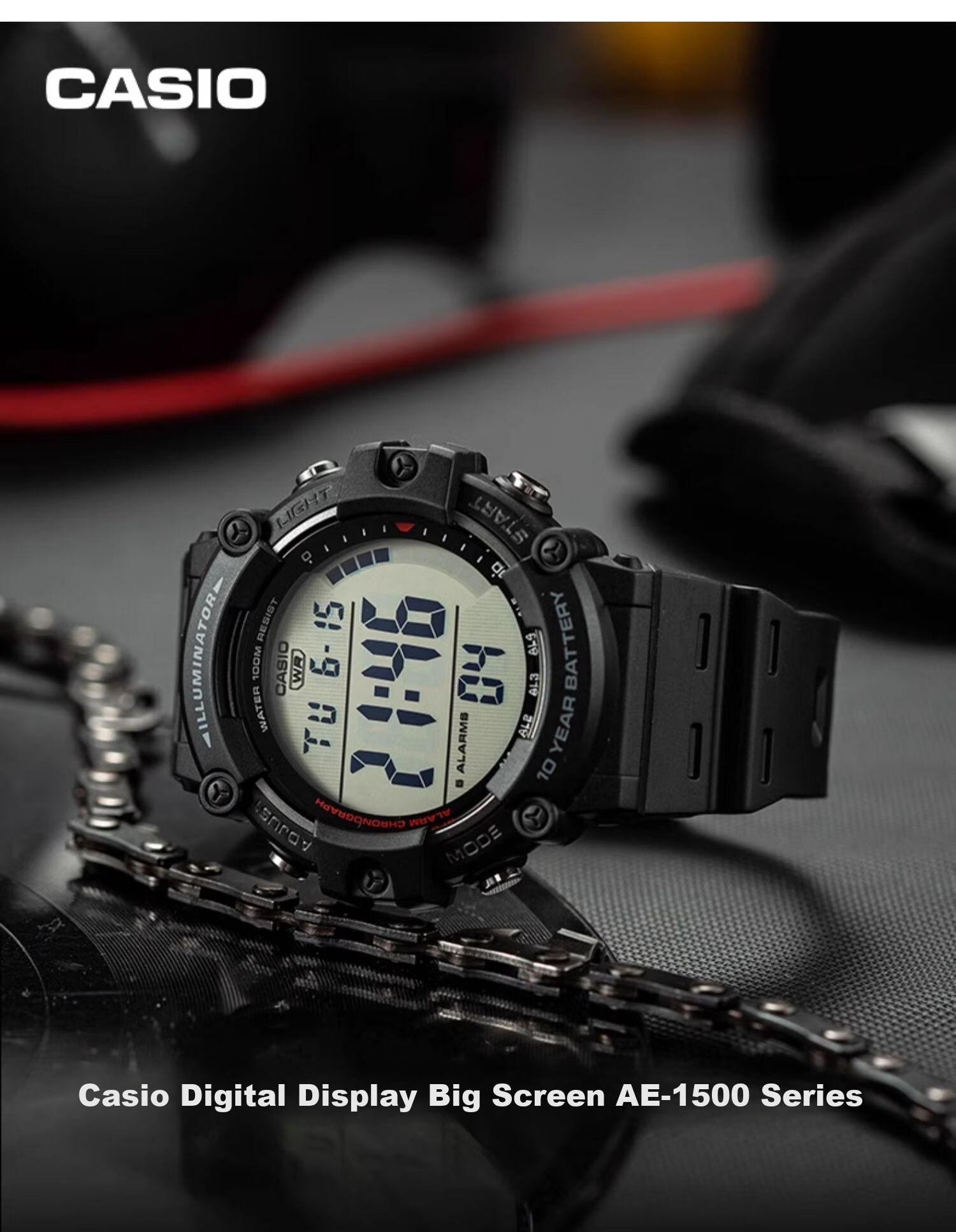 Casio Watch for Men, Large Digital Display, Sports, High School Students, Unisex Watch, Electronic Watch, Gift, AE-1500WH 2