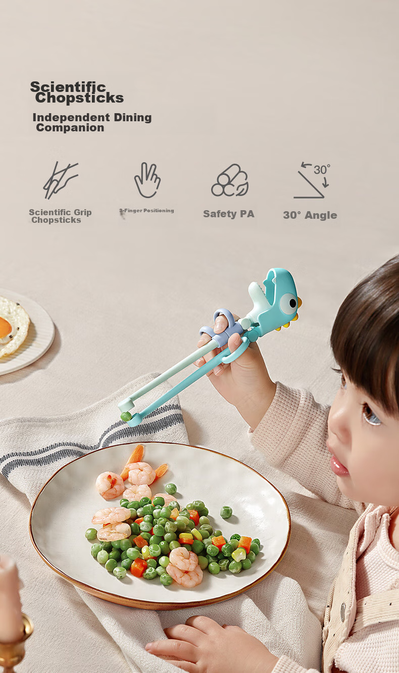Babycare Children's Chopsticks, Baby Silicone Training Chopsticks, Infant Tableware Specialized Chopsticks, Dinosaur Practice Chopsticks, Wei'er Pink 2
