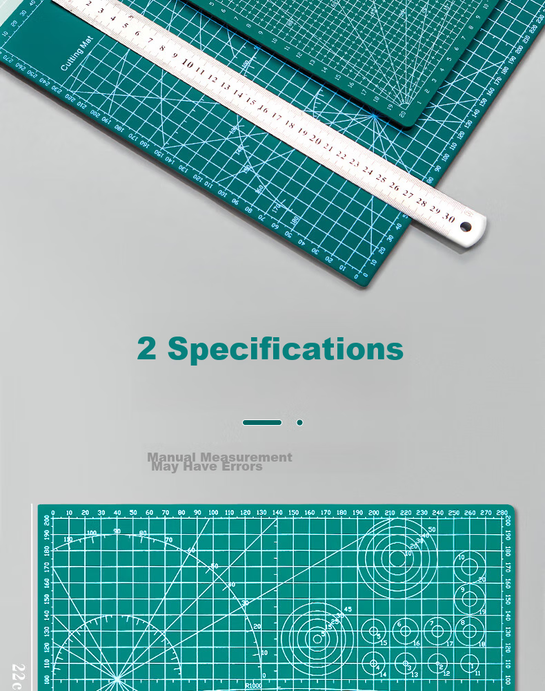 Sannianerban A3 Cutting Mat, PVC Material, Extra Large Size, Handmade Desktop Cutting Board, Fully Washable with Water, Student Paper Cutting Tool, Art And Engraving Board, Anti-Cut Pad, Mint Gree 2