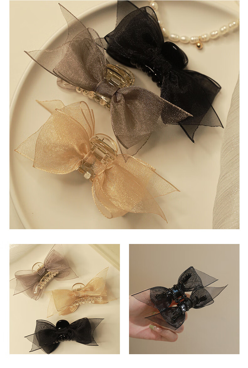Xiangwan Hair Clips, Set of 2, Fairy-Like Mesh Bow Hair Clips for Women, Elegant Small Princess Hairpins, Side Hair Barrettes 11