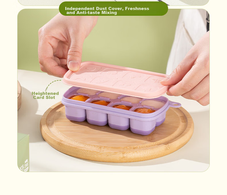 CAIZHI Baby Food Tray Set, Silicone Freezer Trays for Infant Food Storage, Green + Bags, 36 Pieces CZ6748 10