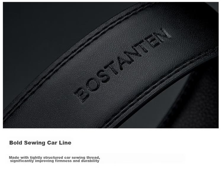 BOSTANTEN BOSTANTEN Men's Leather Belt with Automatic Buckle, Trendy Formal Waistband, Birthday Gift 15
