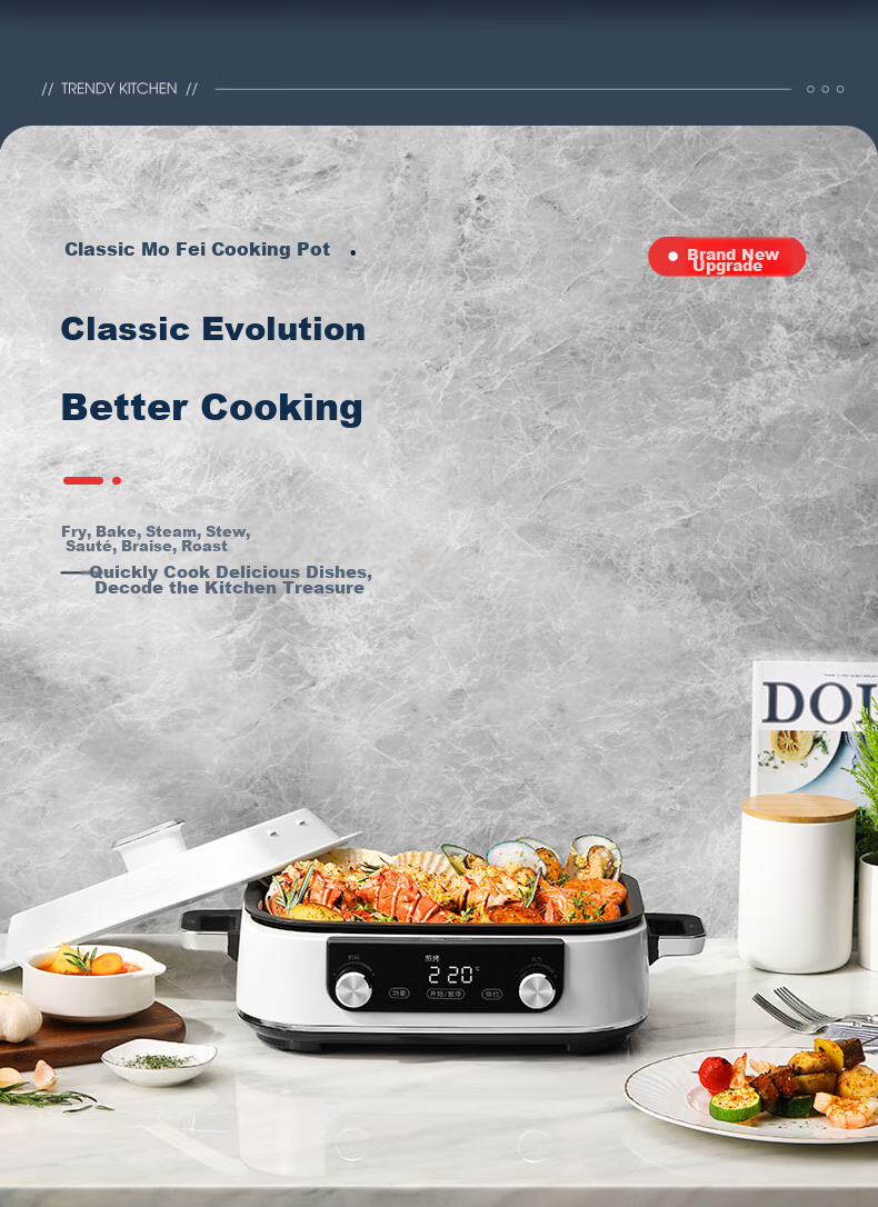Morphyrichards Upgraded Second-Generation Multifunctional Cooking Pot, Detachable Electric Wok with Timer And Touch Screen, Electric Hot Pot MR9099 Green, One's Member 4